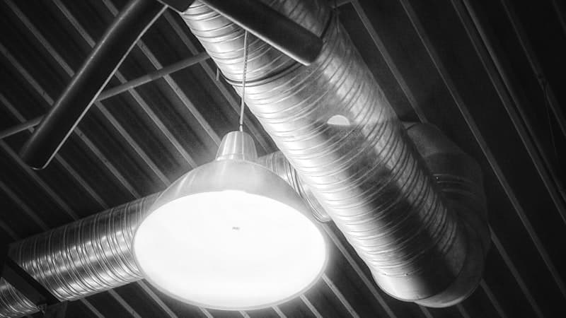 Exposed ventilation ducts, stock image for this template demo