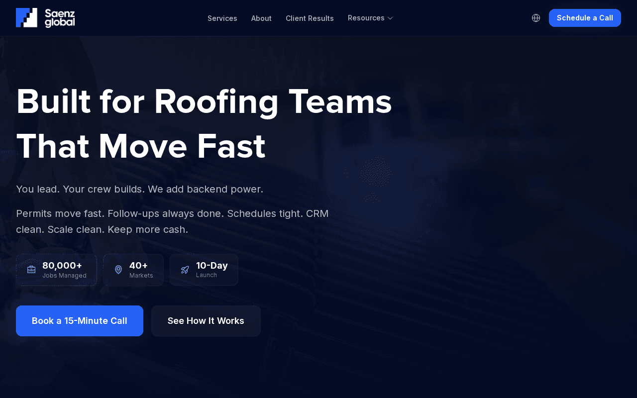 Saenz Global website screenshot